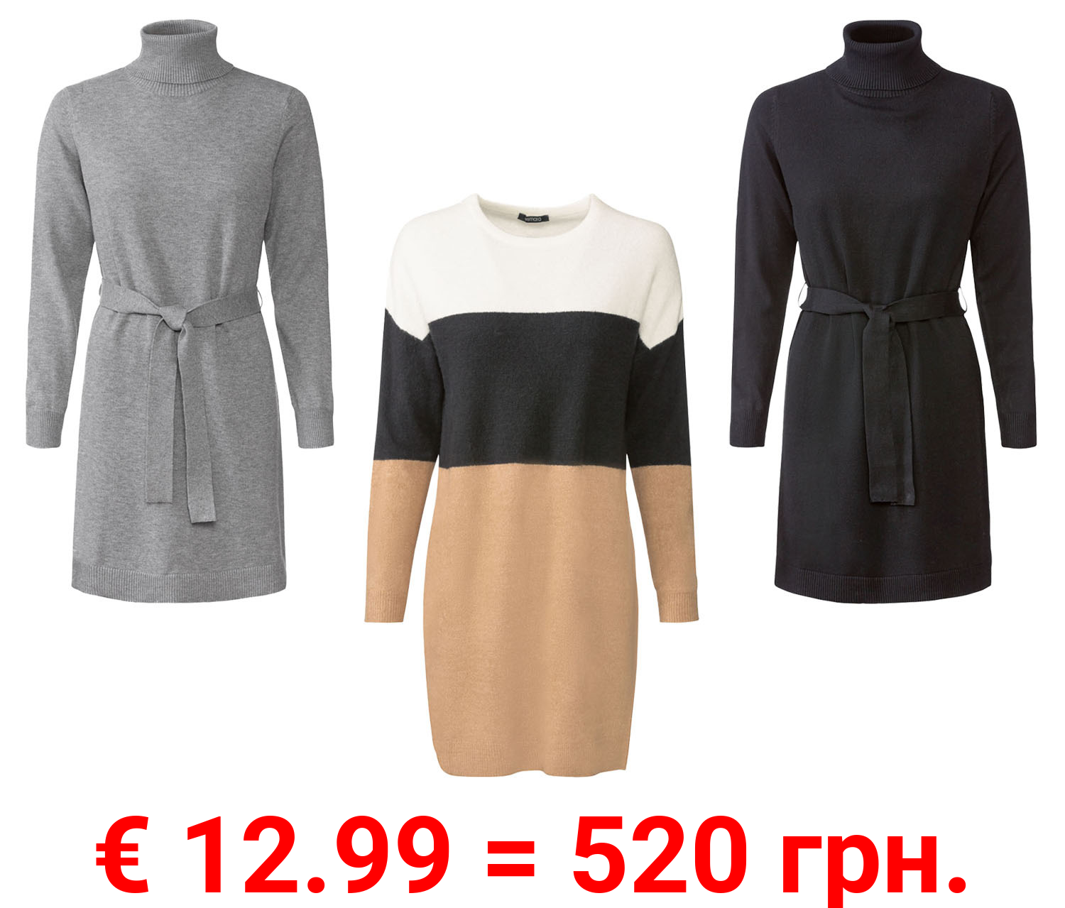 esmara® Damen Feinstrickkleid, leicht tailliert geschnitten