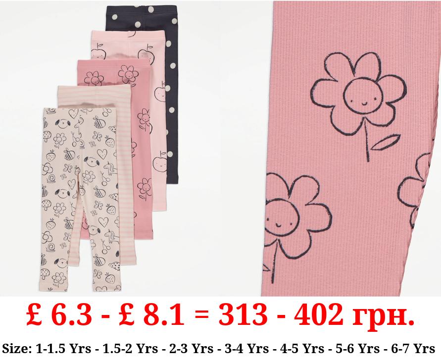 Fun Ribbed Leggings 5 Pack