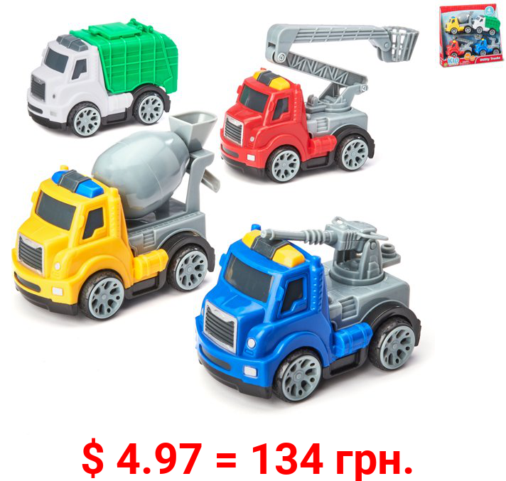 Kid Connection Utility Trucks Play Set, 4 Pieces