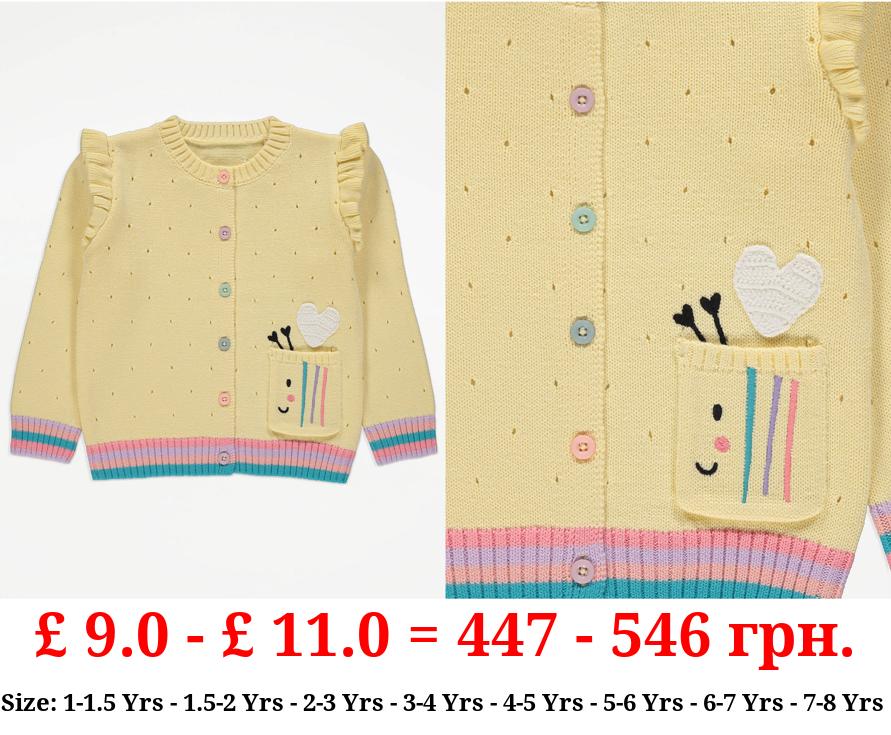 Yellow Knitted Bee Cardigan