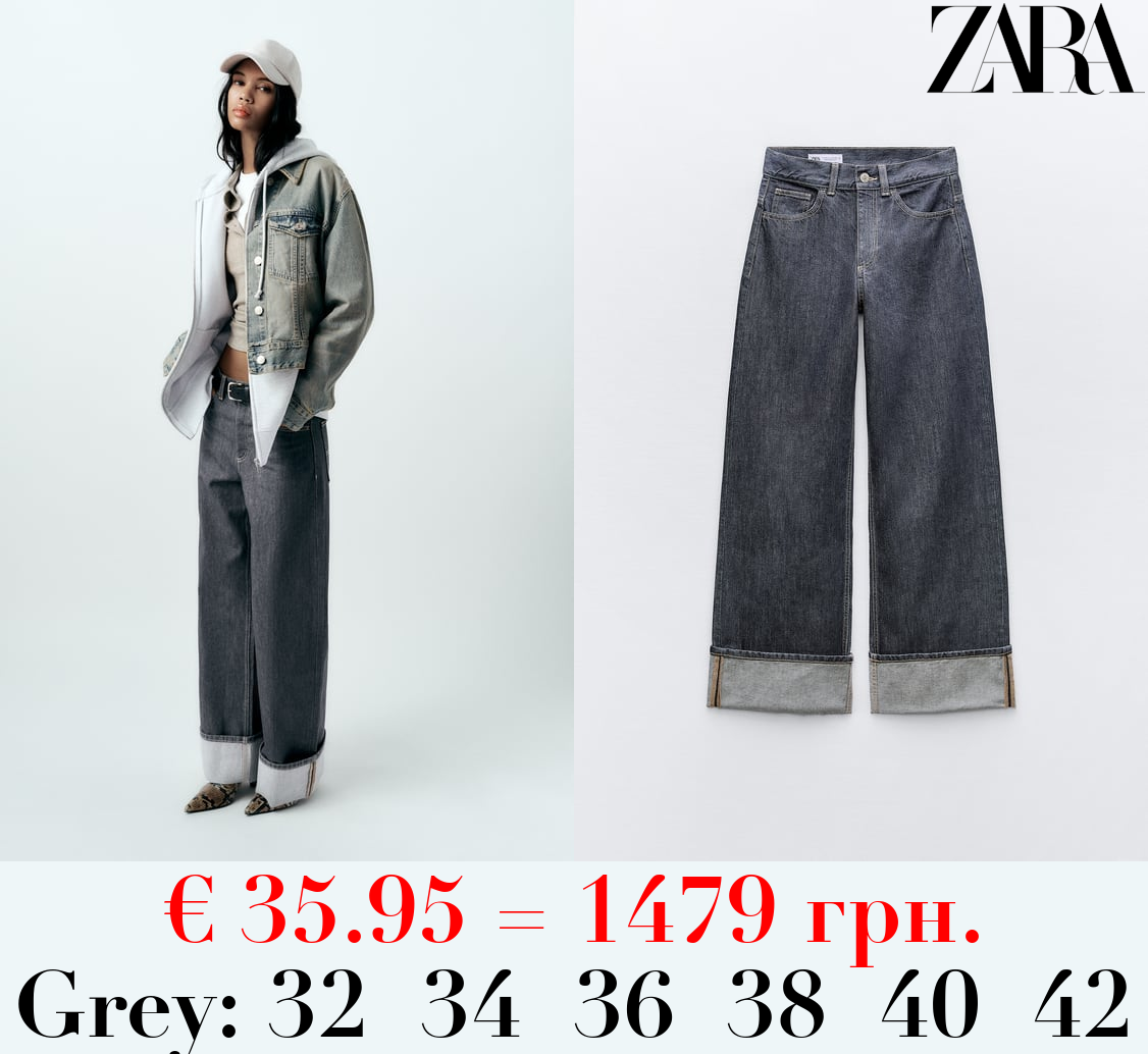 TRF TURN-UP CUFF HIGH-WAIST BELTLOOP JEANS