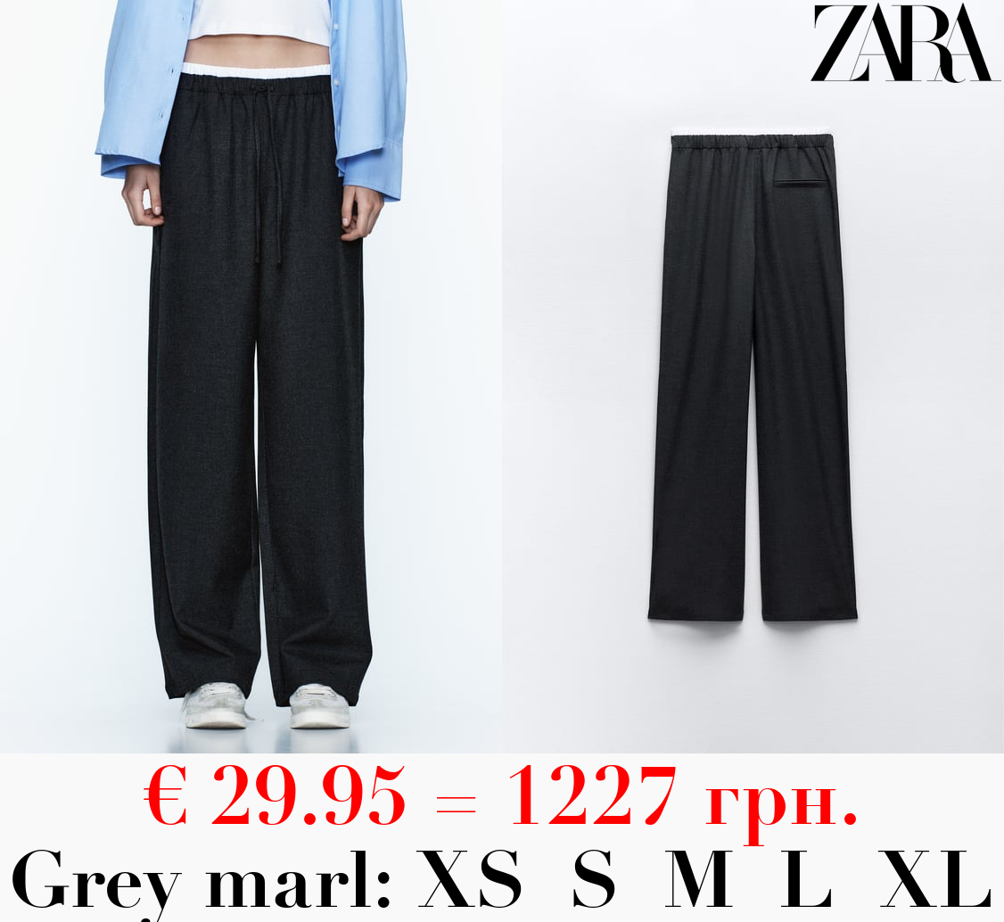 WIDE-LEG FLANNEL TROUSERS WITH DOUBLE WAISTBAND
