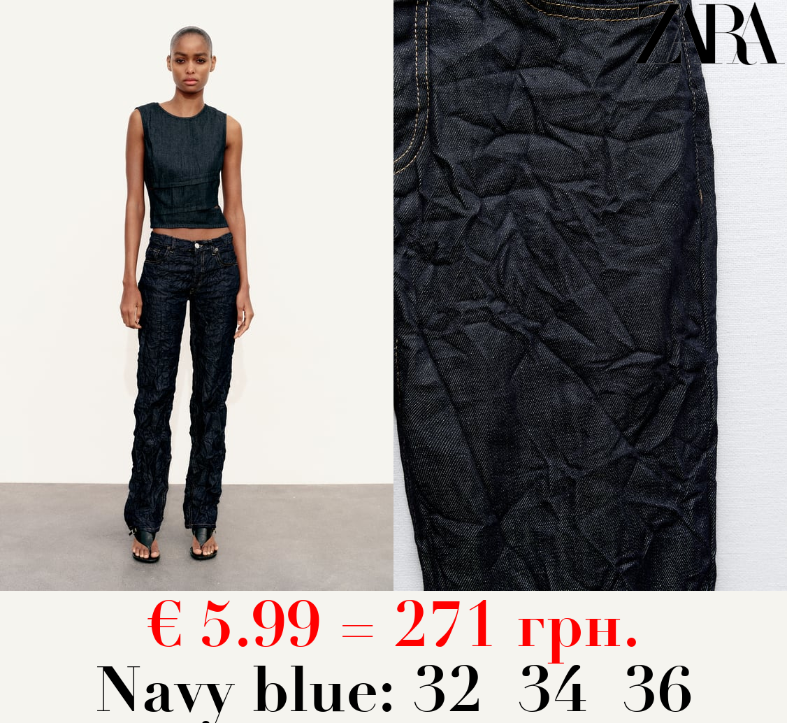 TRF CREASED-EFFECT MID-RISE JEANS