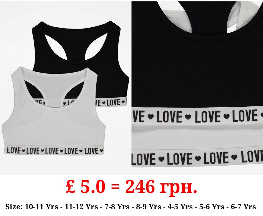 Love Slogan Crop Tops 2 Pack