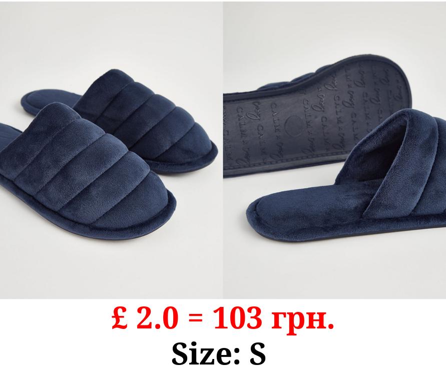 Navy Ribbed Mule Slippers