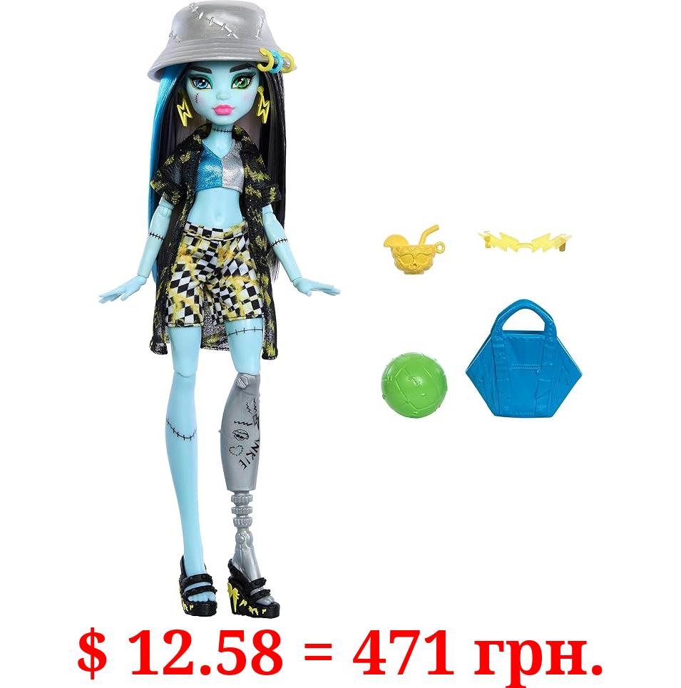 Monster High Scare-adise Island Frankie Stein Doll with Swimsuit, Coverup and Beach Accessories Like Hat, Volleyball and Tote