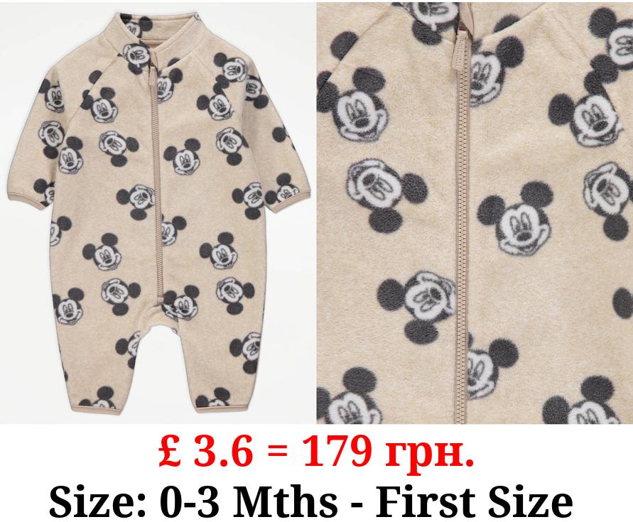 Disney Mickey Mouse Neutral Fleece Zip Up All In One