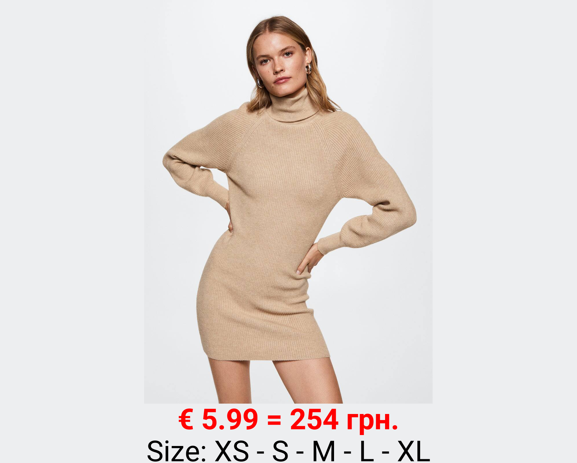 Vestido canalé cuello vuelto