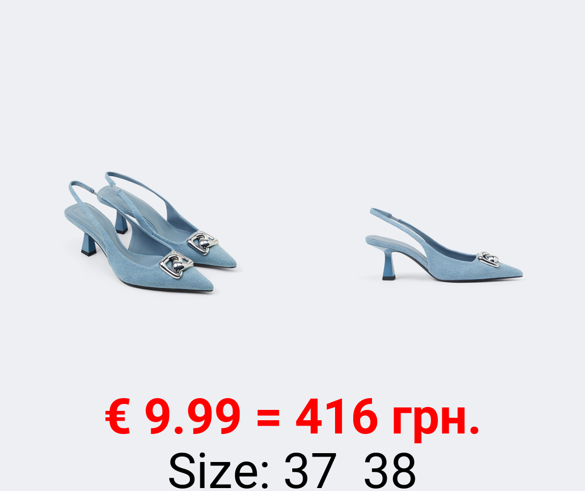 High-heel denim shoes
