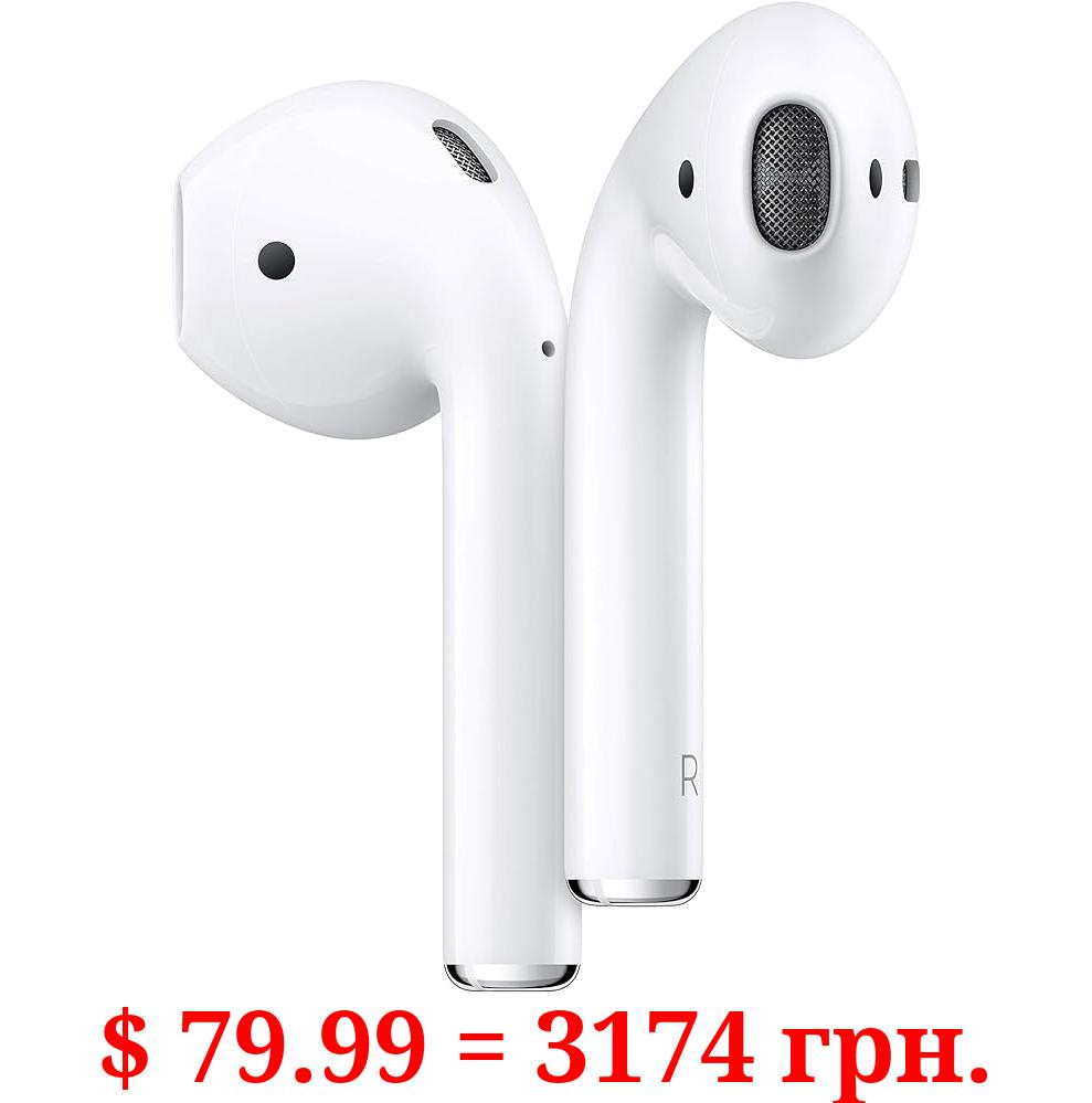 Apple AirPods (2nd Generation) Wireless Ear Buds, Bluetooth Headphones with Lightning Charging Case Included, Over 24 Hours of Battery Life, Effortless Setup for iPhone