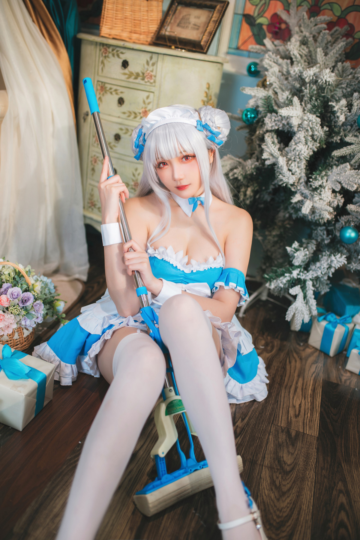 Cosplay 瓜希酱 碧蓝航线 小天鹅女仆 20