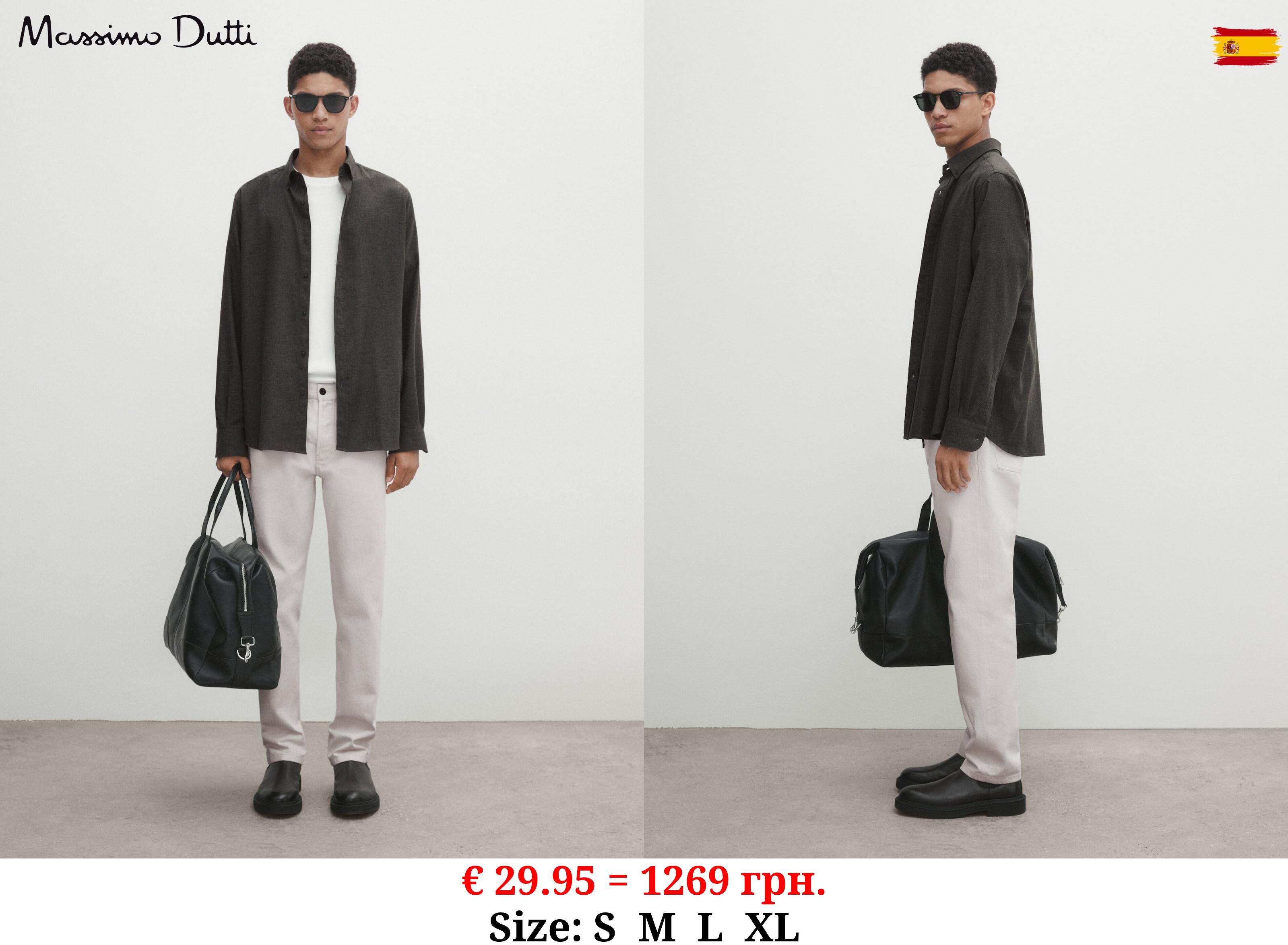 Regular fit cotton Oxford shirt CHARCOAL