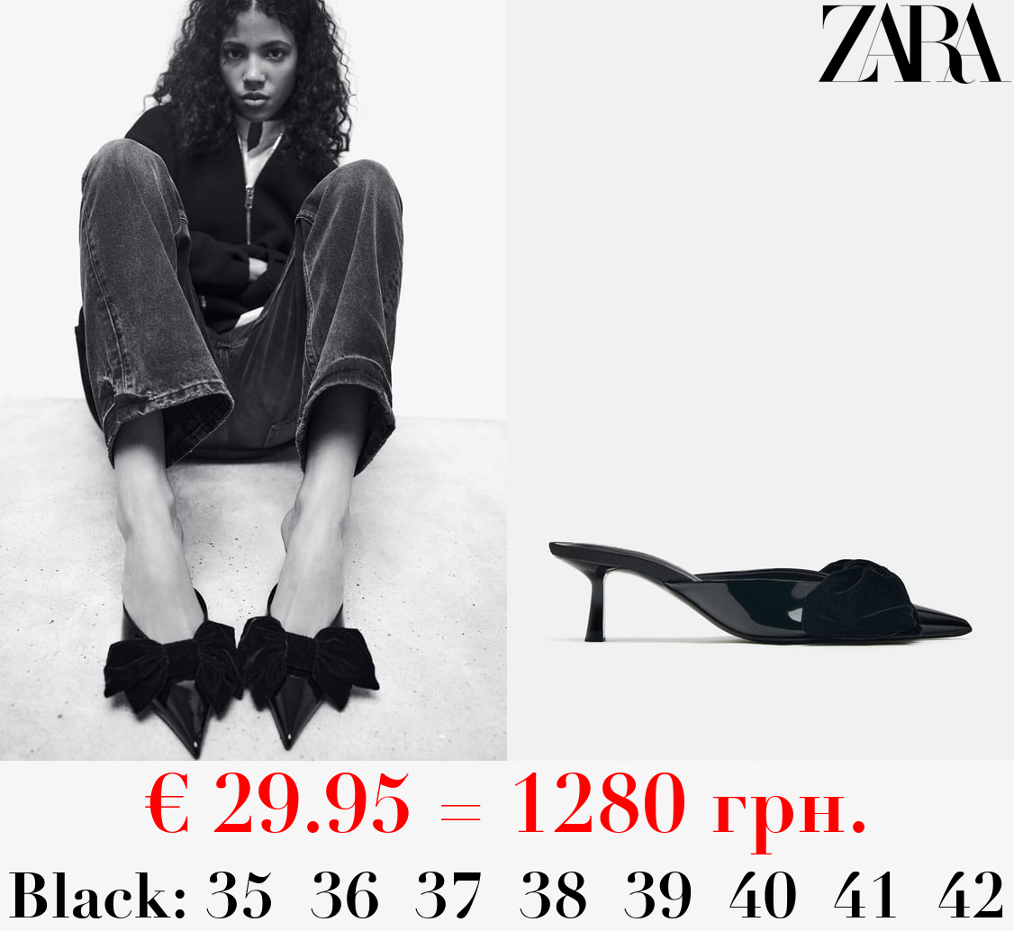 HEELED MULES WITH BOW