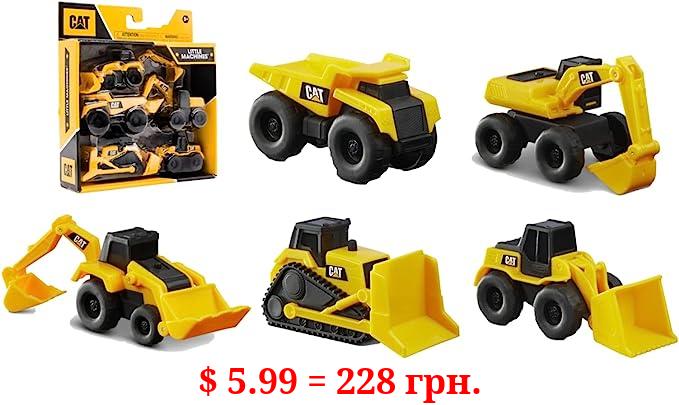 CatToysOfficial, CAT Construction Little Machines 5pk Truck Toy Set, Includes Dump Truck, Wheel Loader, Bulldozer, Backhoe, and Excavator Vehicles with Moving Parts, Cake Toppers Ages 3+