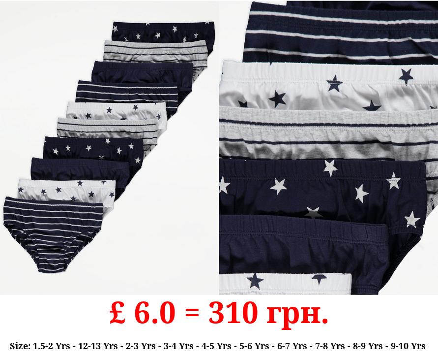 Star and Stripe Briefs 10 Pack
