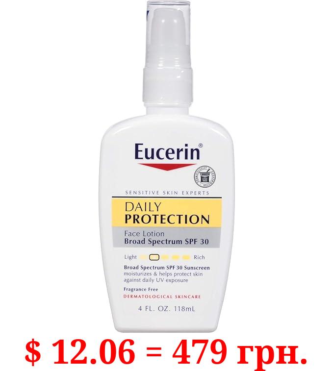 Eucerin Daily Protection Face Lotion - Broad Spectrum SPF 30 - Moisturizes and Protects Sensitive, Dry Skin - 4 fl. oz. Pump Bottle, Packaging May Vary