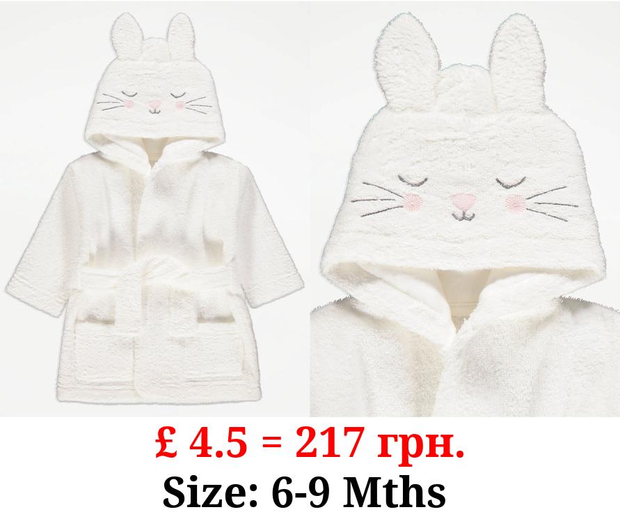 White Bunny Towelling Dressing Gown