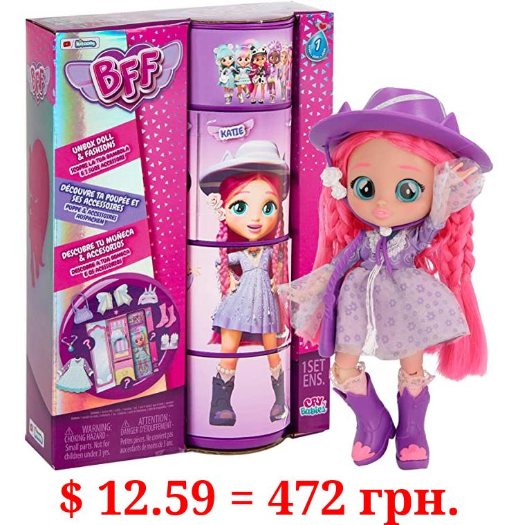 Cry Babies BFF Katie Fashion Doll with 9+ Surprises Including Outfit and Accessories for Fashion Toy, Girls and Boys Ages 4 and Up, 7.8 Inch.