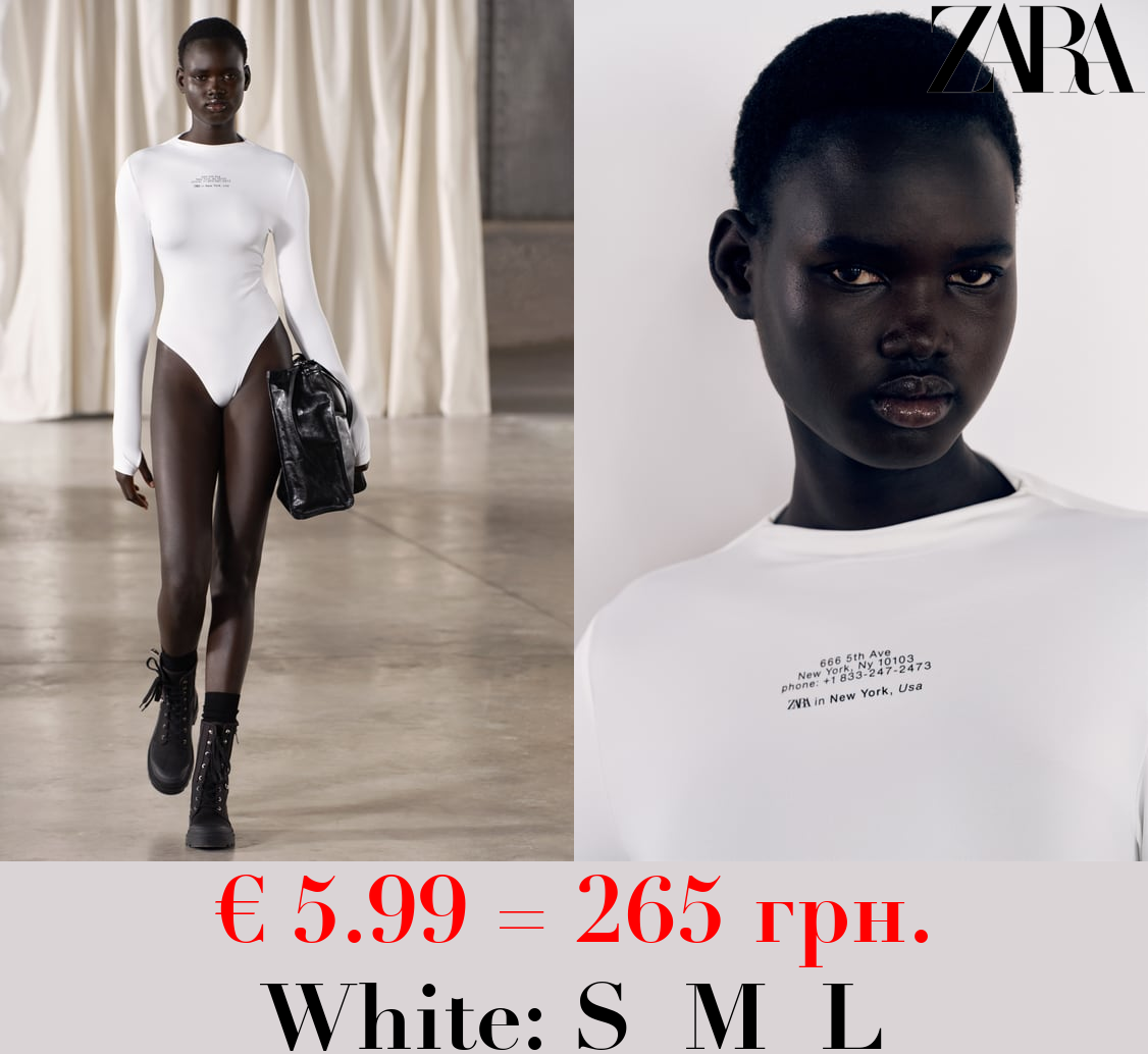 POLYAMIDE BODYSUIT WITH SLOGAN