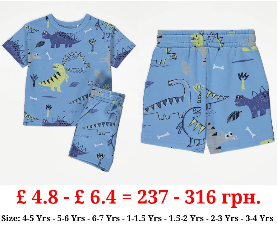 Blue Dinosaur T-Shirt and Shorts Outfit
