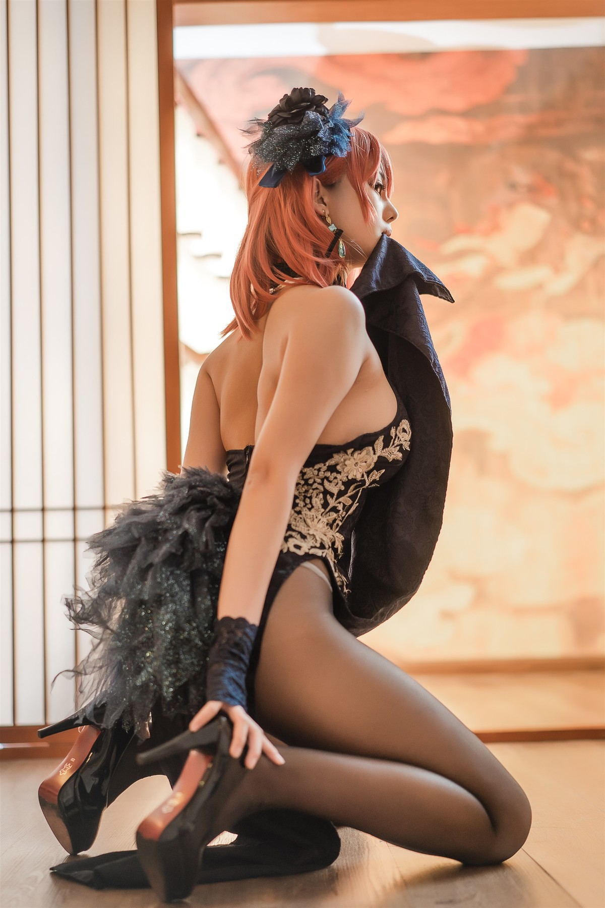 蜜汁猫裘 Cosplay 黑太子旗袍 33