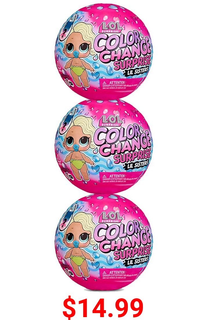 LOL Surprise Color Change Lil Sisters 3 Pack Exclusive with 5 Surprises in Each Including Outfits and Accessories for Collectible Doll Toy, Gifts for Kids, Toys for Girls Ages 4 5 6 7+ Years Old