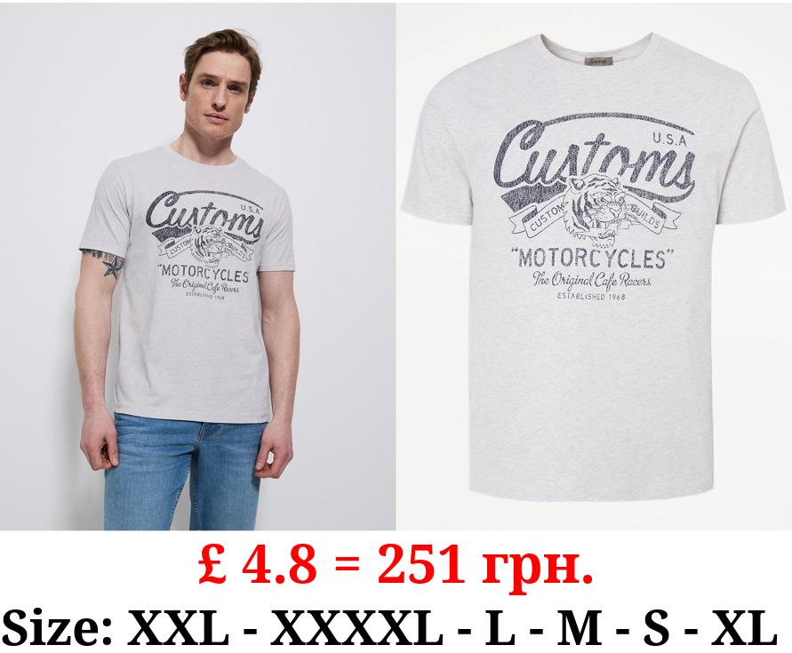 Light Grey Tiger Customs Motorcycle T-Shirt