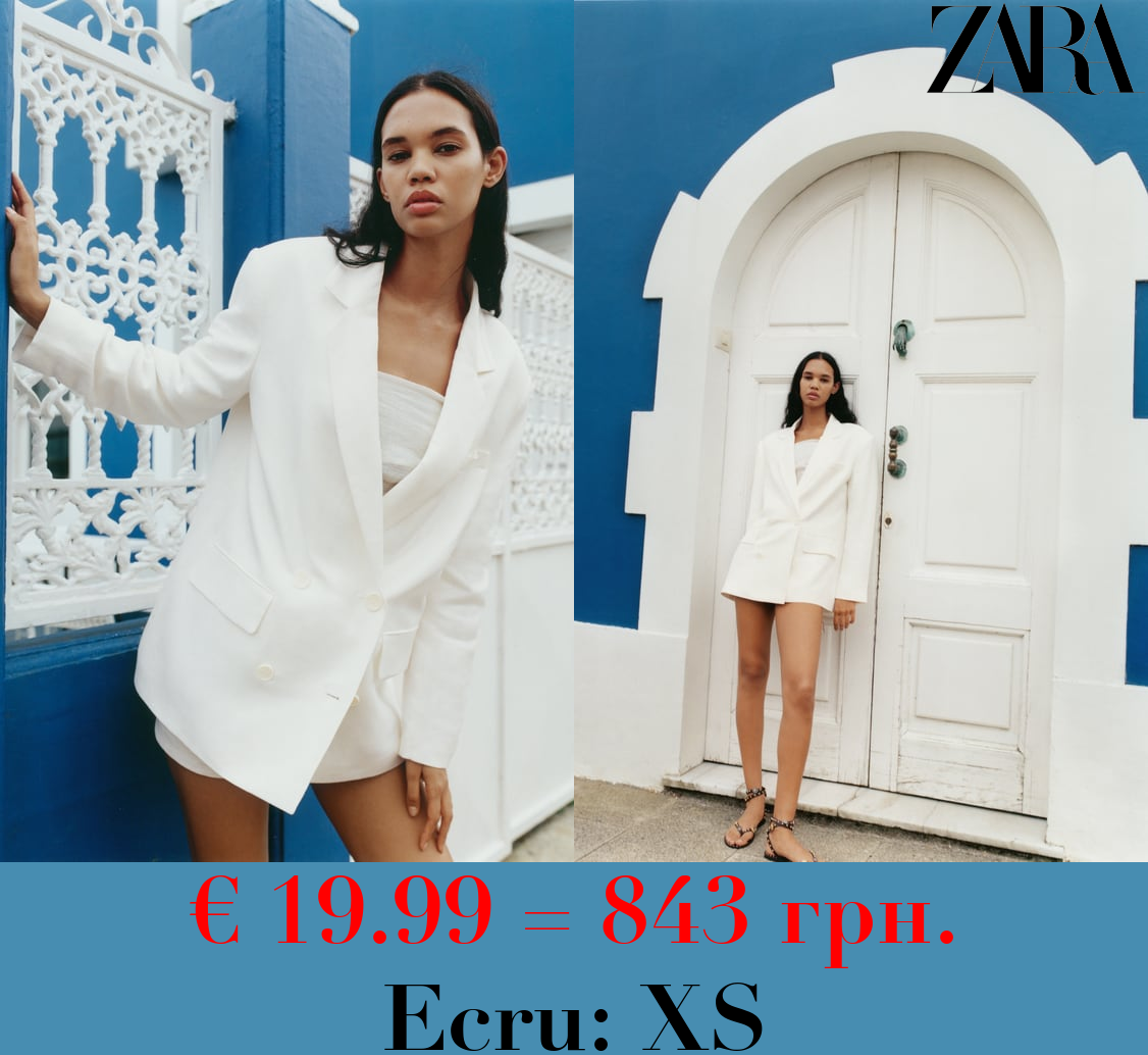 DOUBLE-BREASTED LINEN BLEND BLAZER