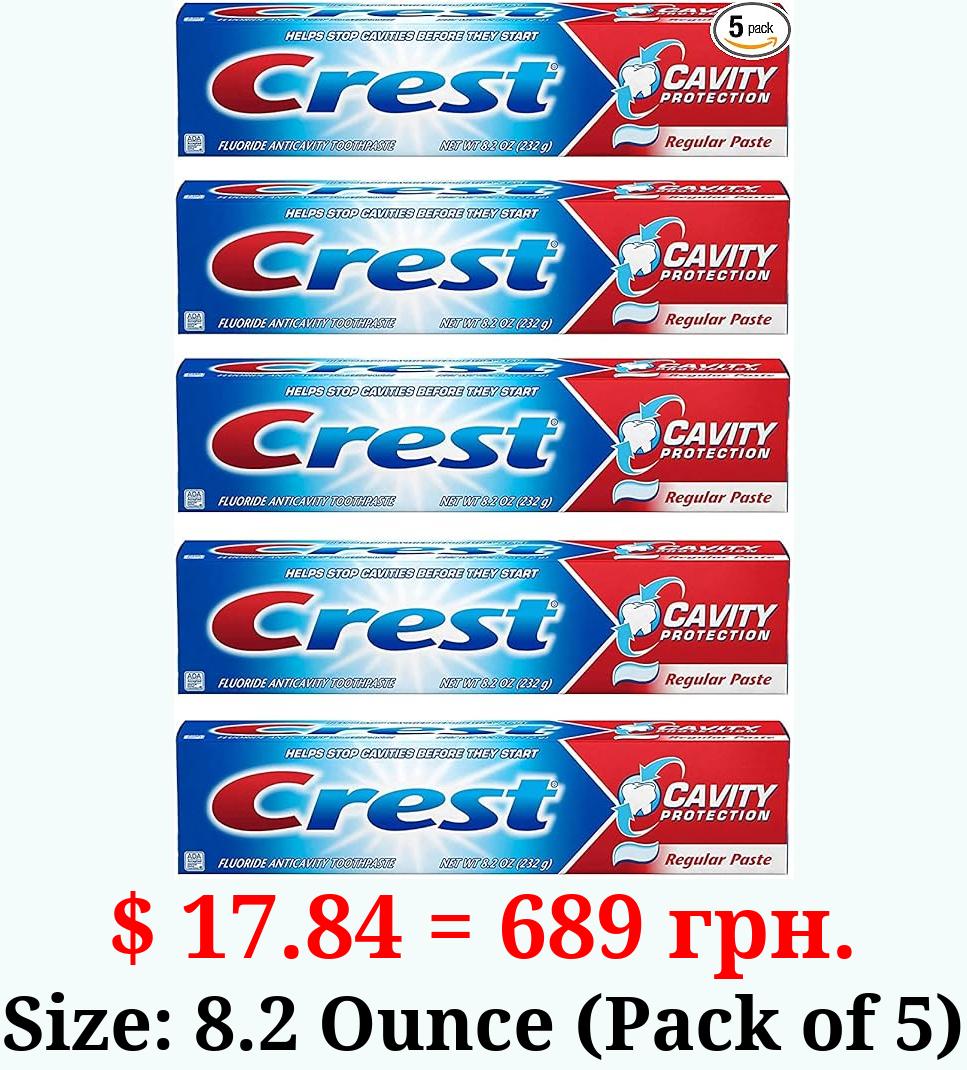 Crest Fluoride Anticavity Toothpaste, Prevents Cavities Before They Start, Regular Paste, 8.2 Ounce (Pack of 5)