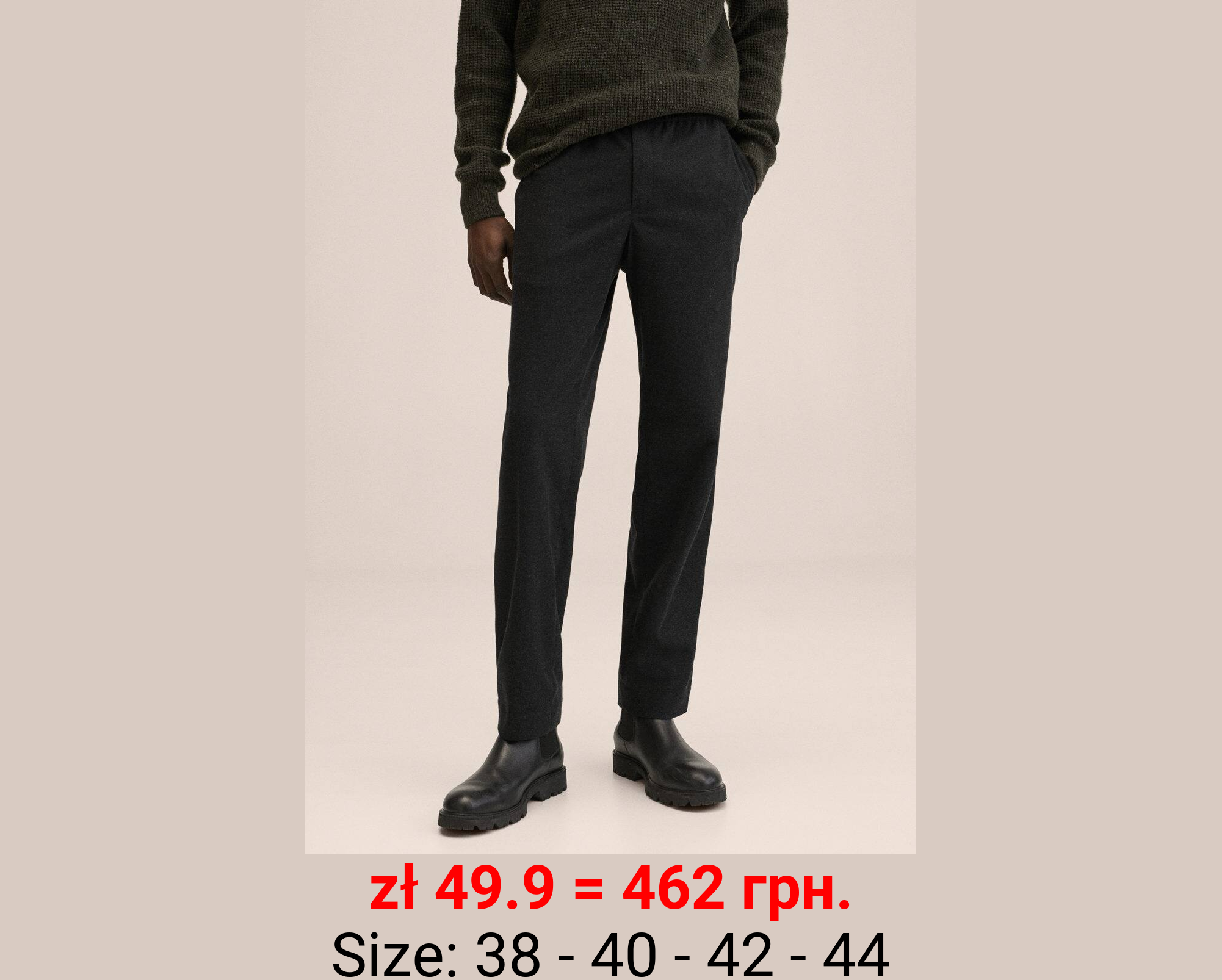 Pantalón recto cintura elástica