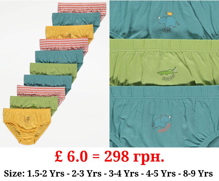 Bright Animal Days of the Week Briefs 10 Pack