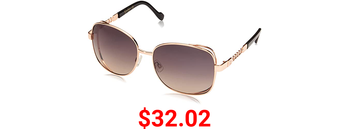 Jessica Simpson J5512 Metal Chain UV Protective Women's Square Sunglasses. Glam Gifts for Women, 60 mm