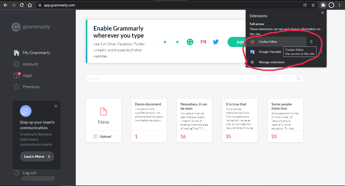 grammarly business account free