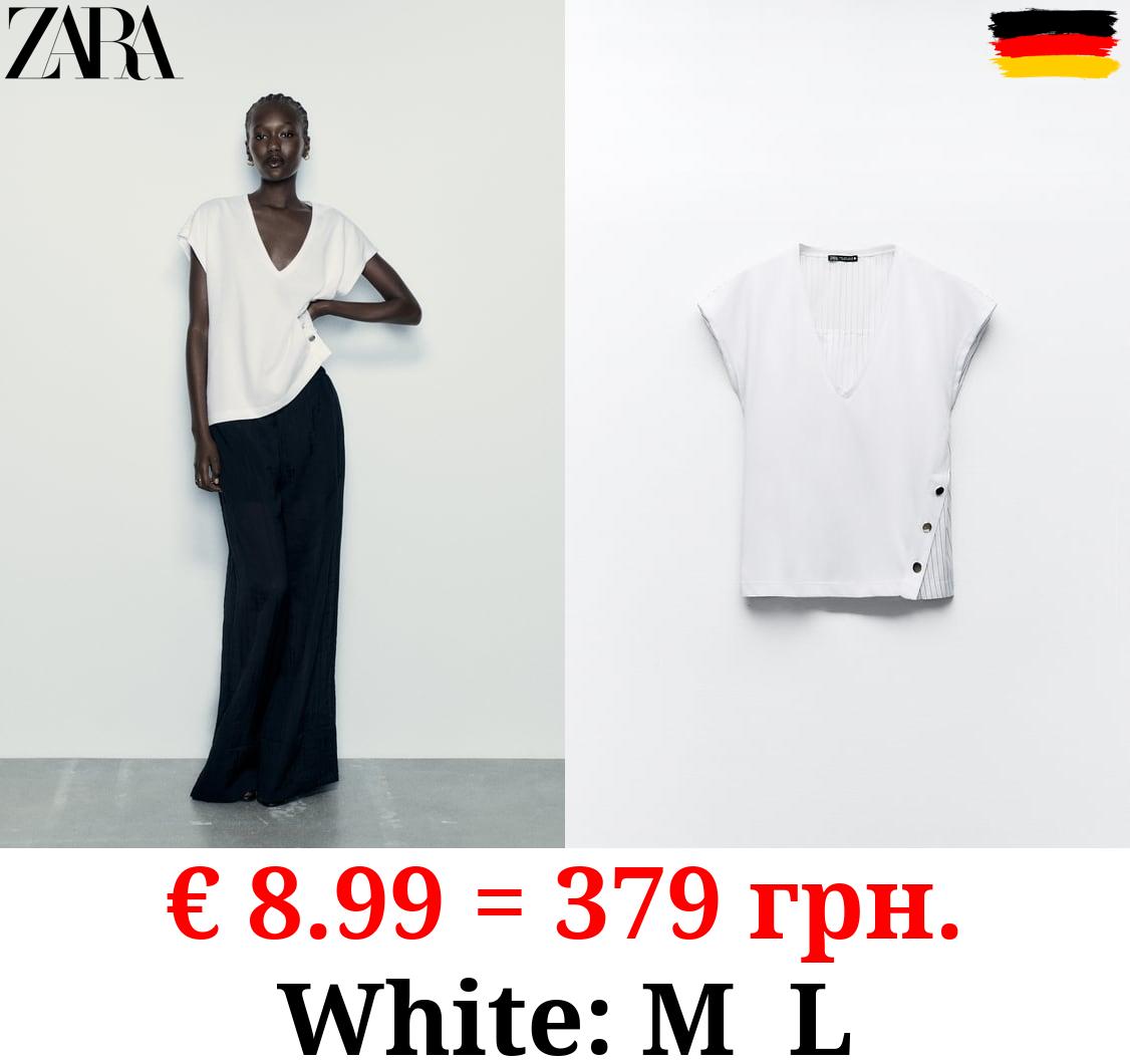 POPLIN T-SHIRT WITH BUTTONS