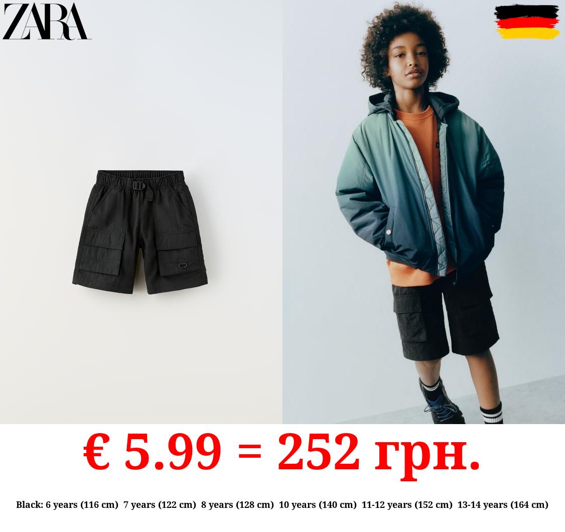 NYLON CARGO BERMUDA SHORTS