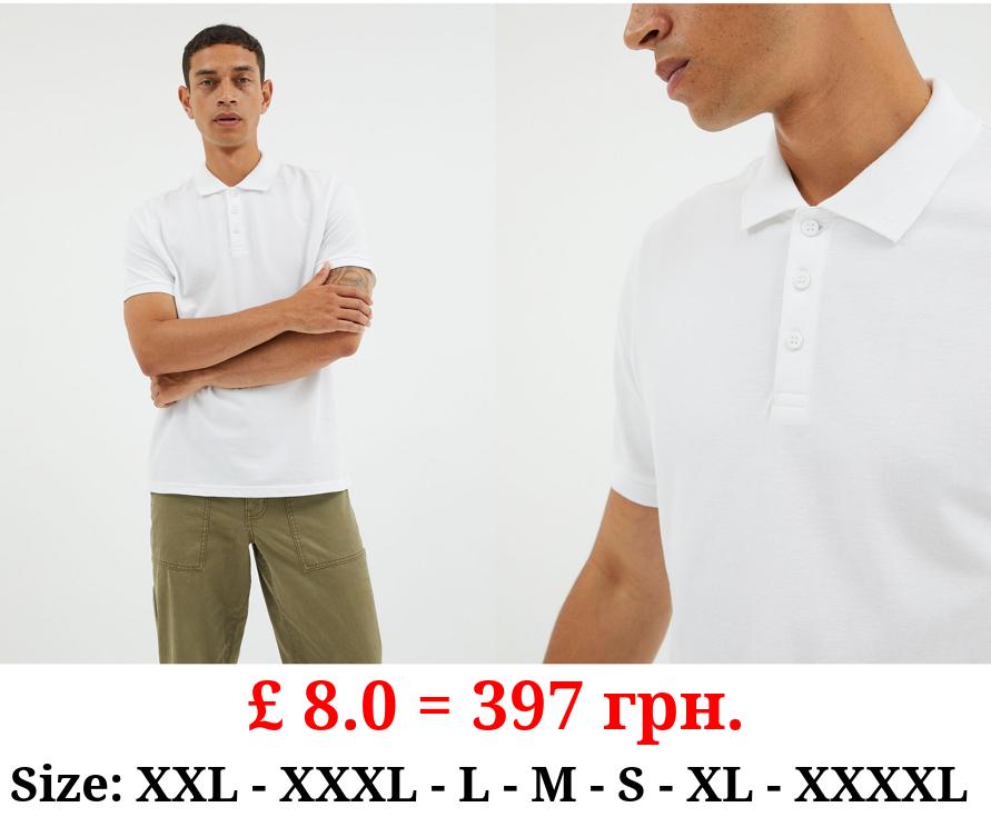 White Short Sleeve Polo Top