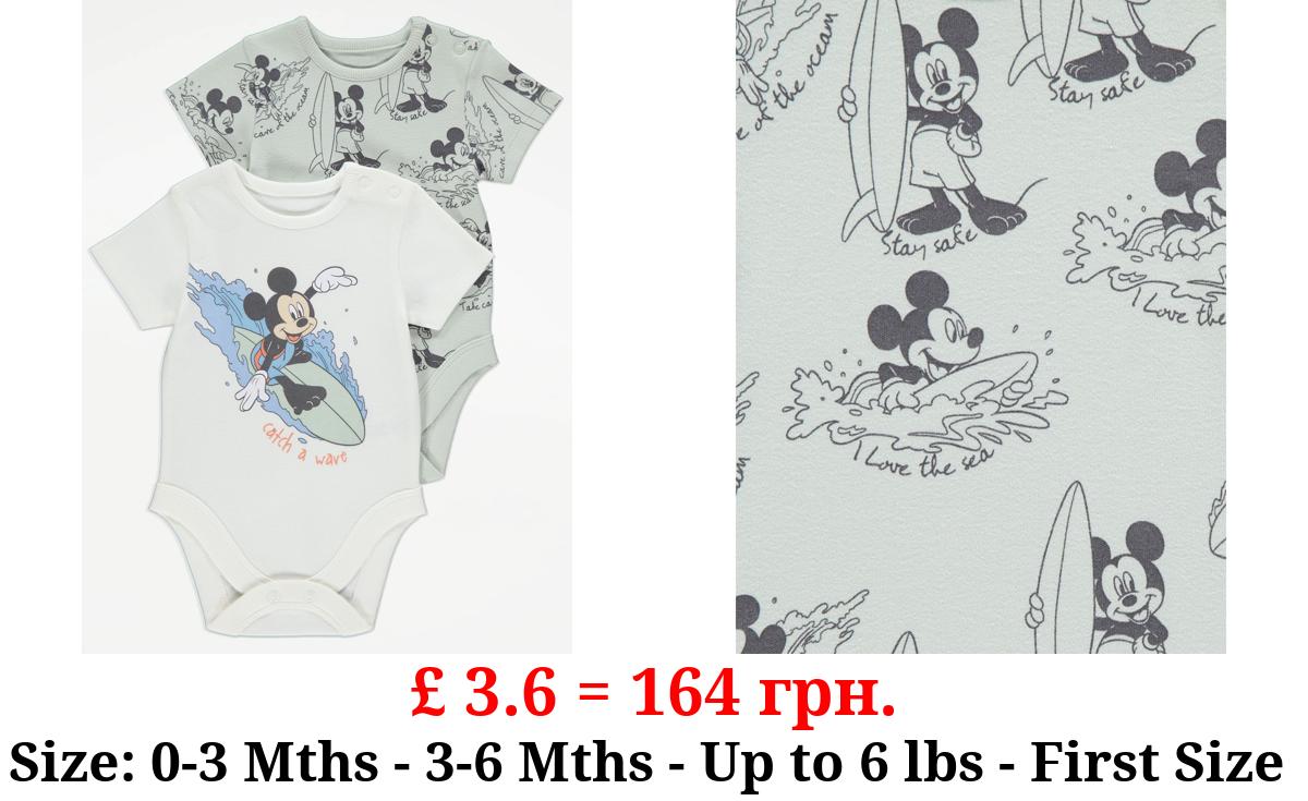 Disney Mickey Mouse Surfing Short Sleeve Bodysuits 2 Pack