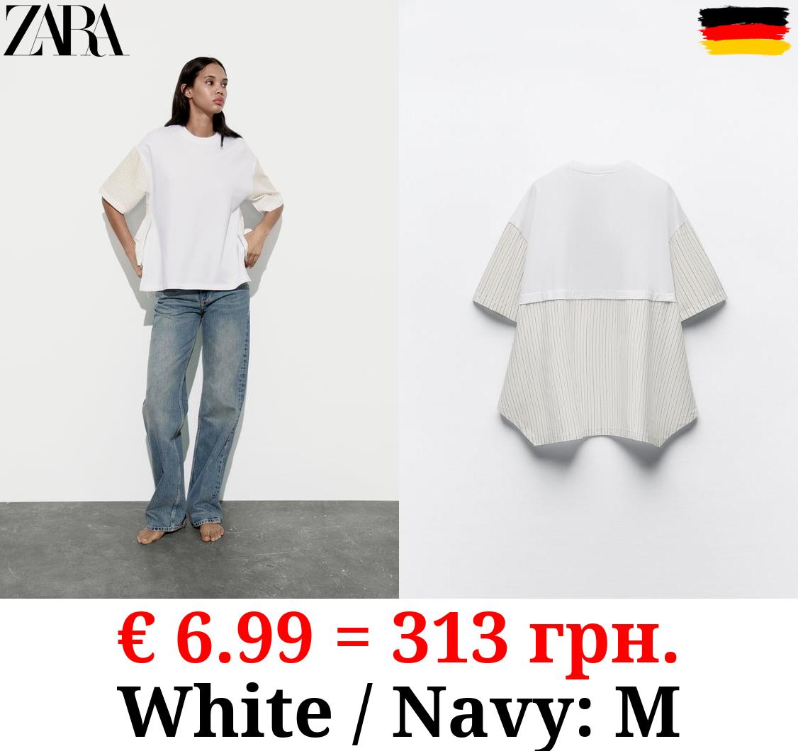 COMBINED POPLIN T-SHIRT WITH ZIPS