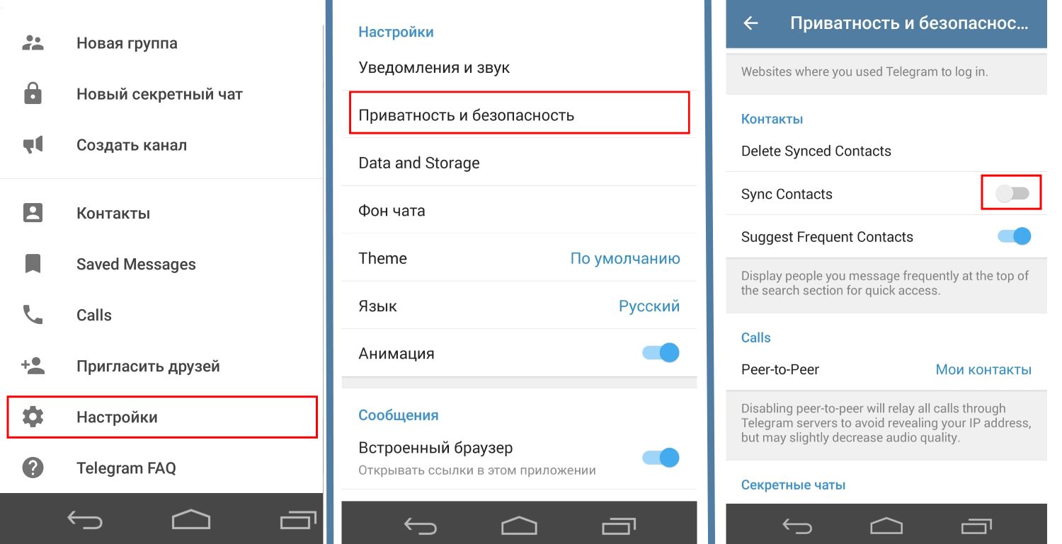 Настройки приватности в телеграмме