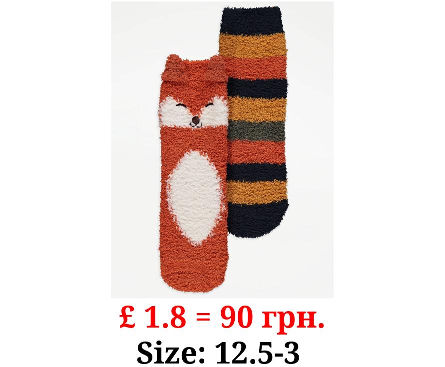 Fox Fluffy Cosy Socks 2 Pack