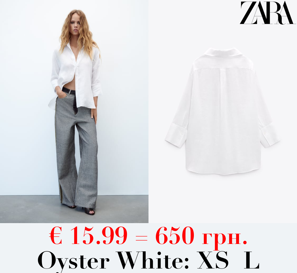 LINEN SHIRT WITH AN ASYMMETRIC HEM