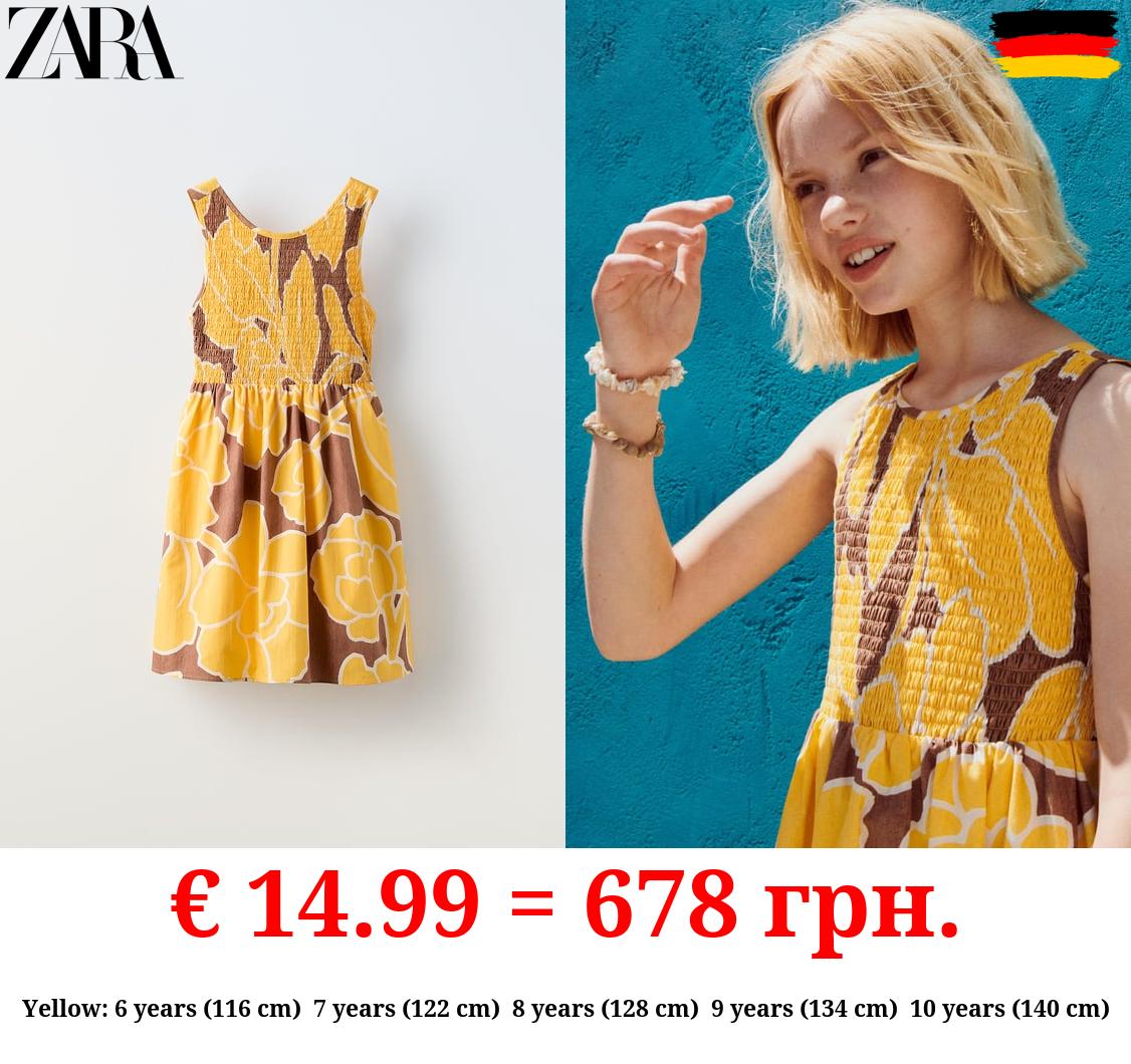 SMOCKED PRINTED DRESS