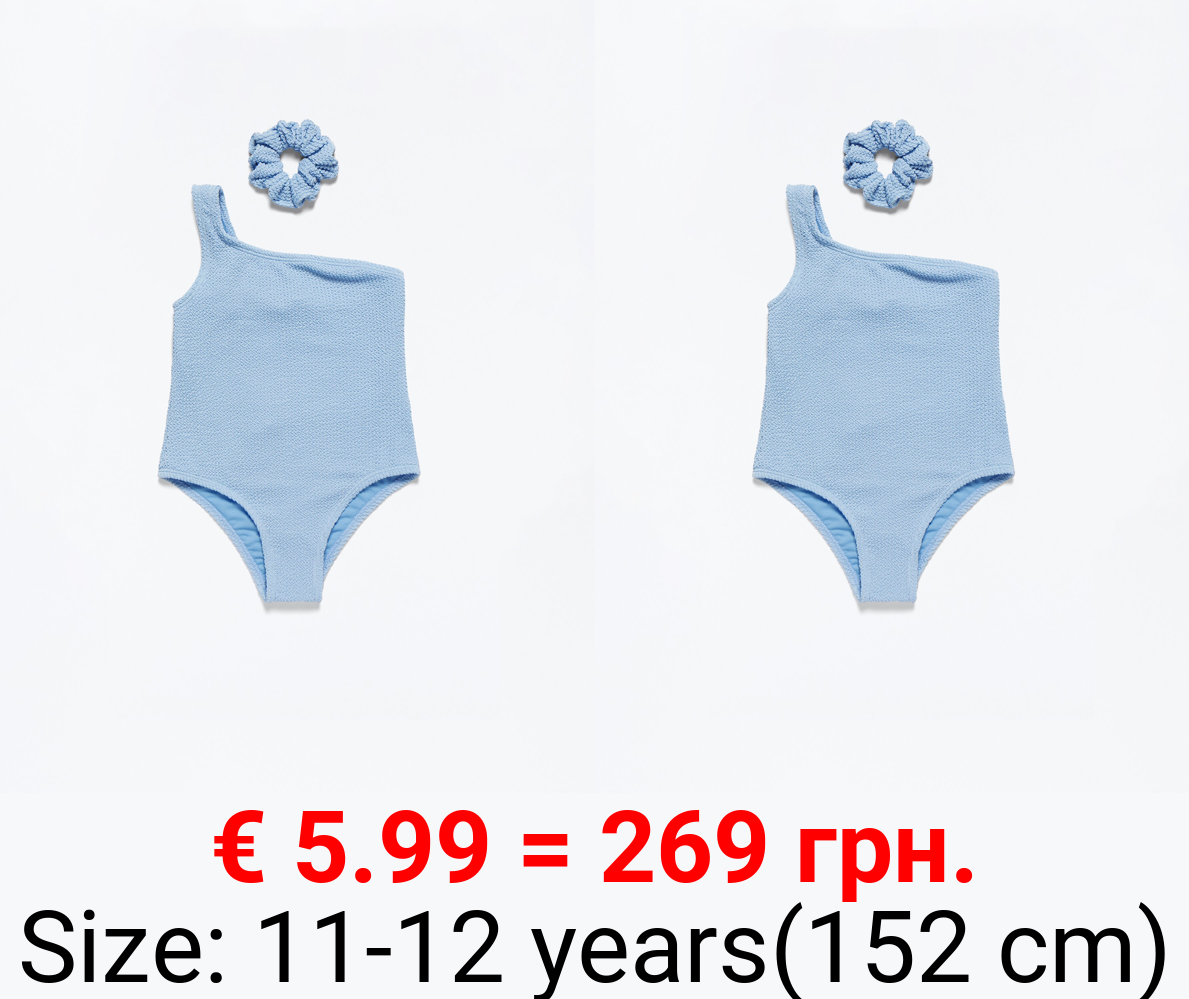 Textured swimsuit and scrunchie set