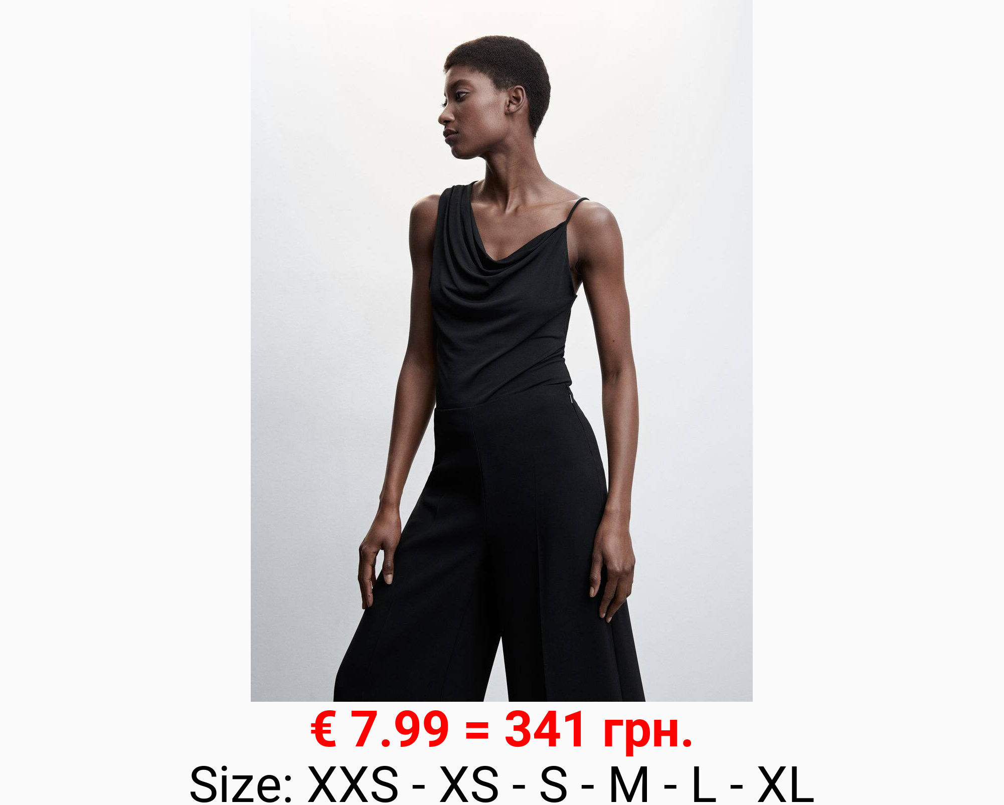 Top asimétrico cuello drapeado