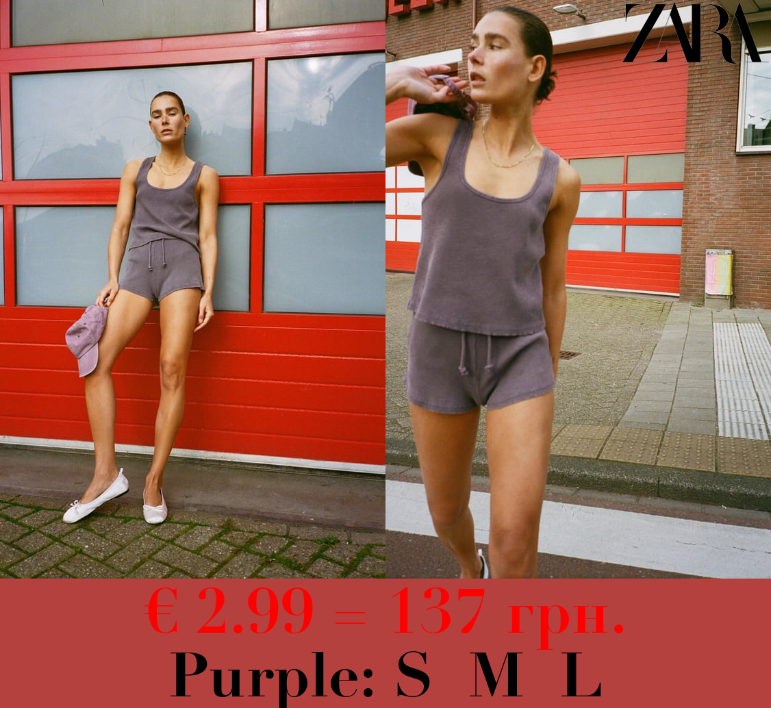 FADED-EFFECT RIBBED CROP TOP