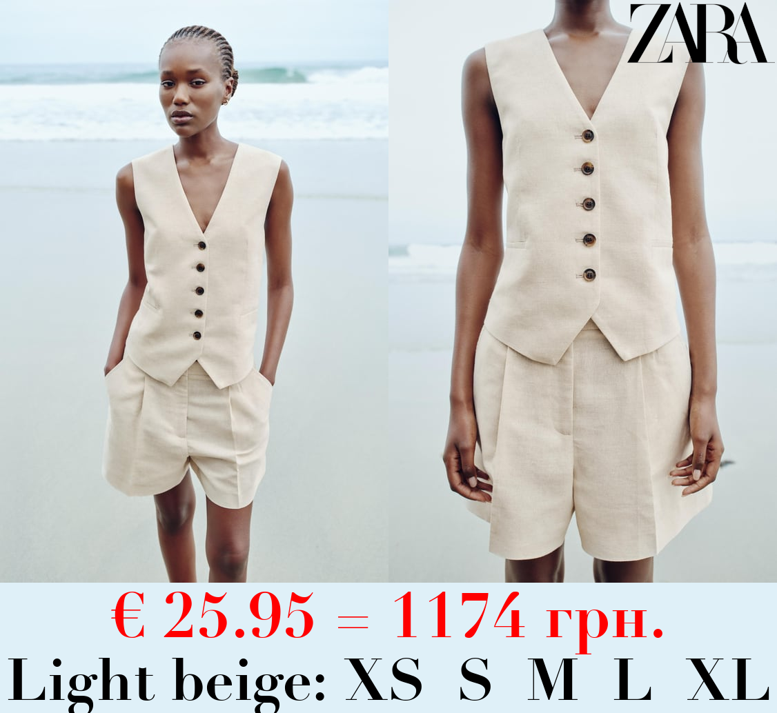 TAILORED LINEN BLEND WAISTCOAT