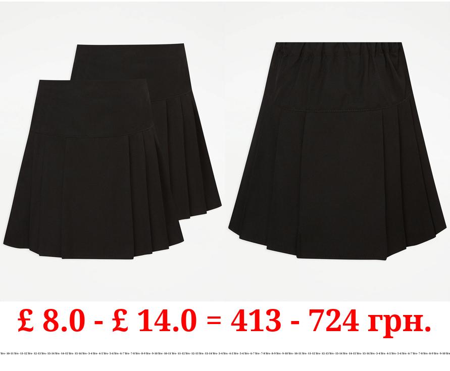 Black Pleated Girls School Skirt 2 Pack