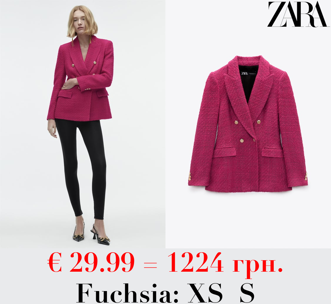 TEXTURED DOUBLE-BREASTED BLAZER