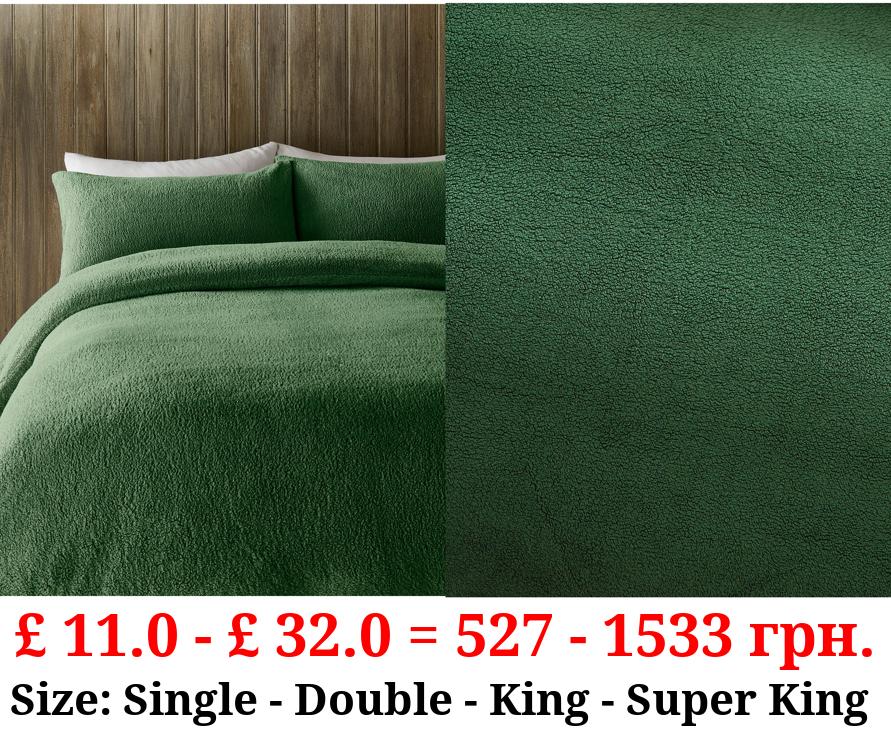 Forest Green Plain Teddy Duvet Set