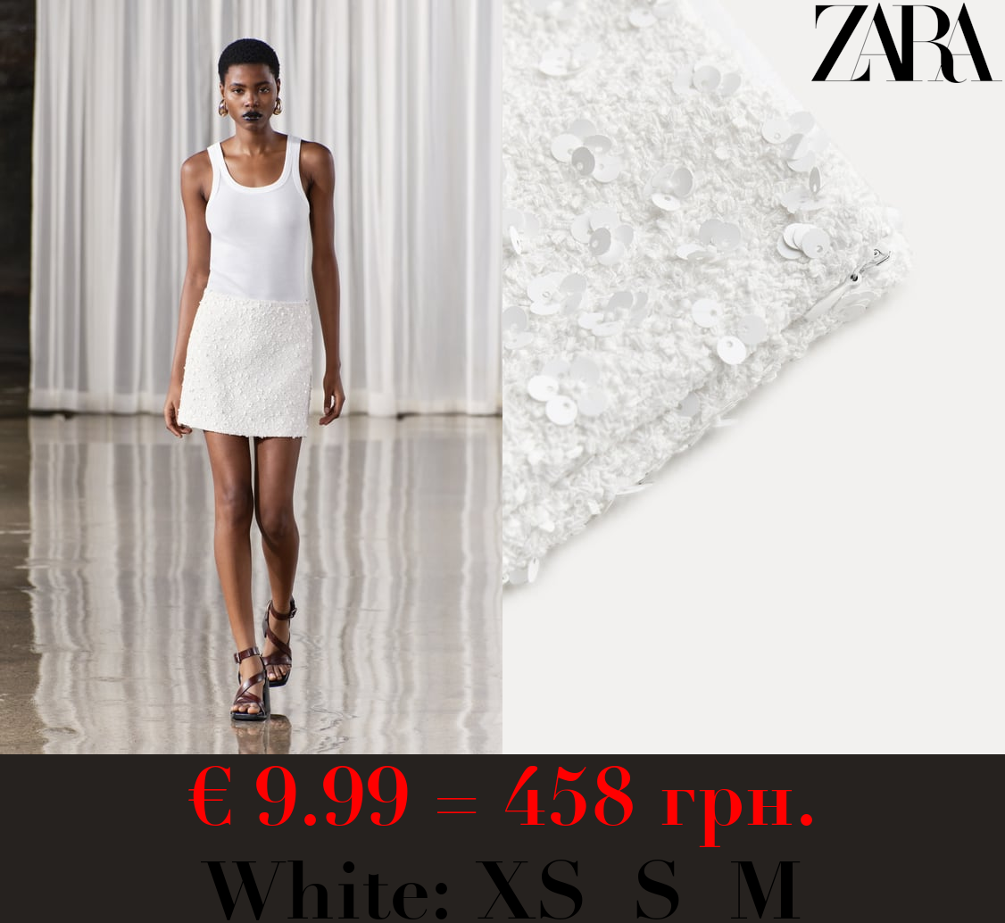 ZW COLLECTION SHORT SEQUINNED SKIRT